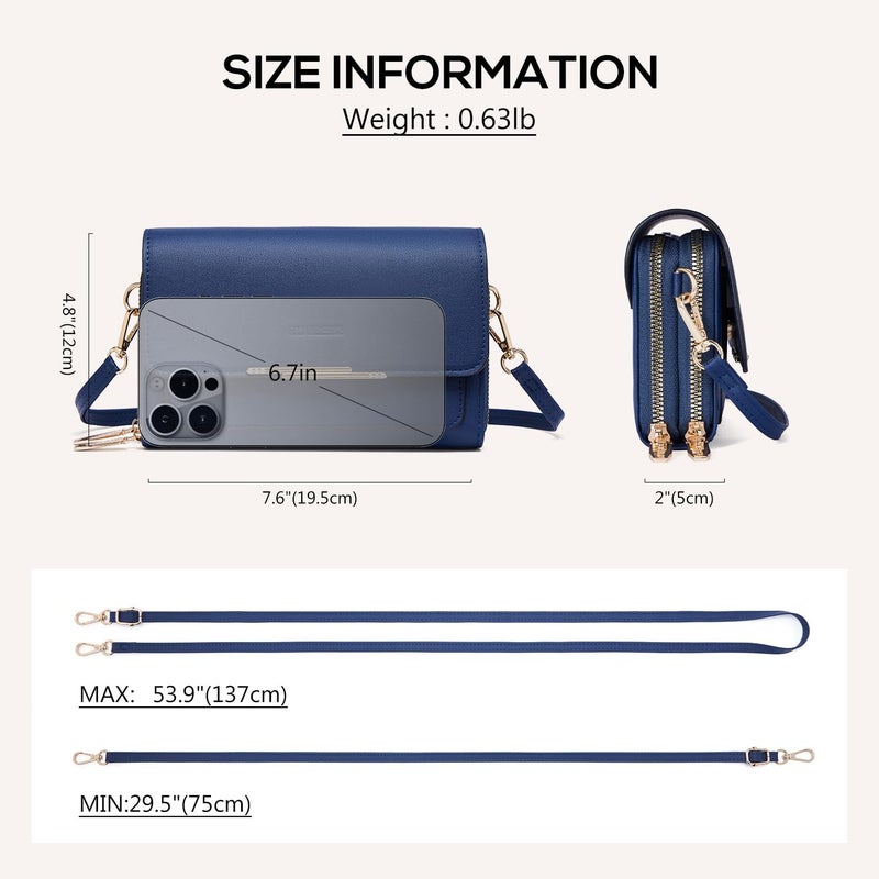 Roulens Small Crossbody Bag for Women,Cell Phone Purse Women's Shoulder Handbags Wallet Purse with Credit Card Slots - Image 5